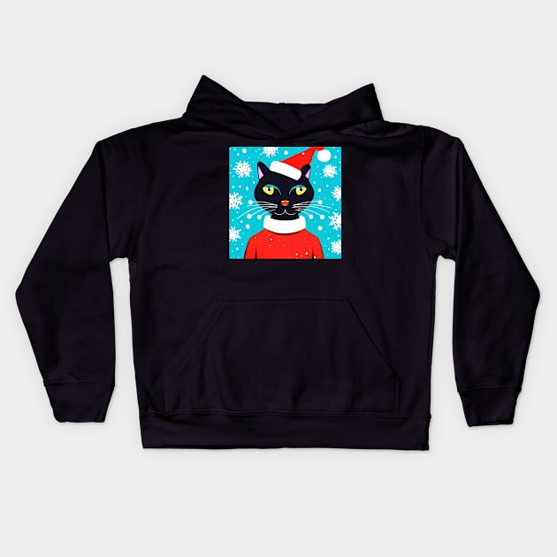 Santa Cat Kids Hoodie by Manzo Carey